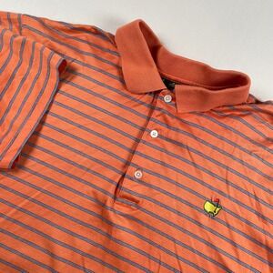 Amen‎ Corner Masters Golf Polo Shirt Mens XL Orange Striped Pima Cotton Flaw